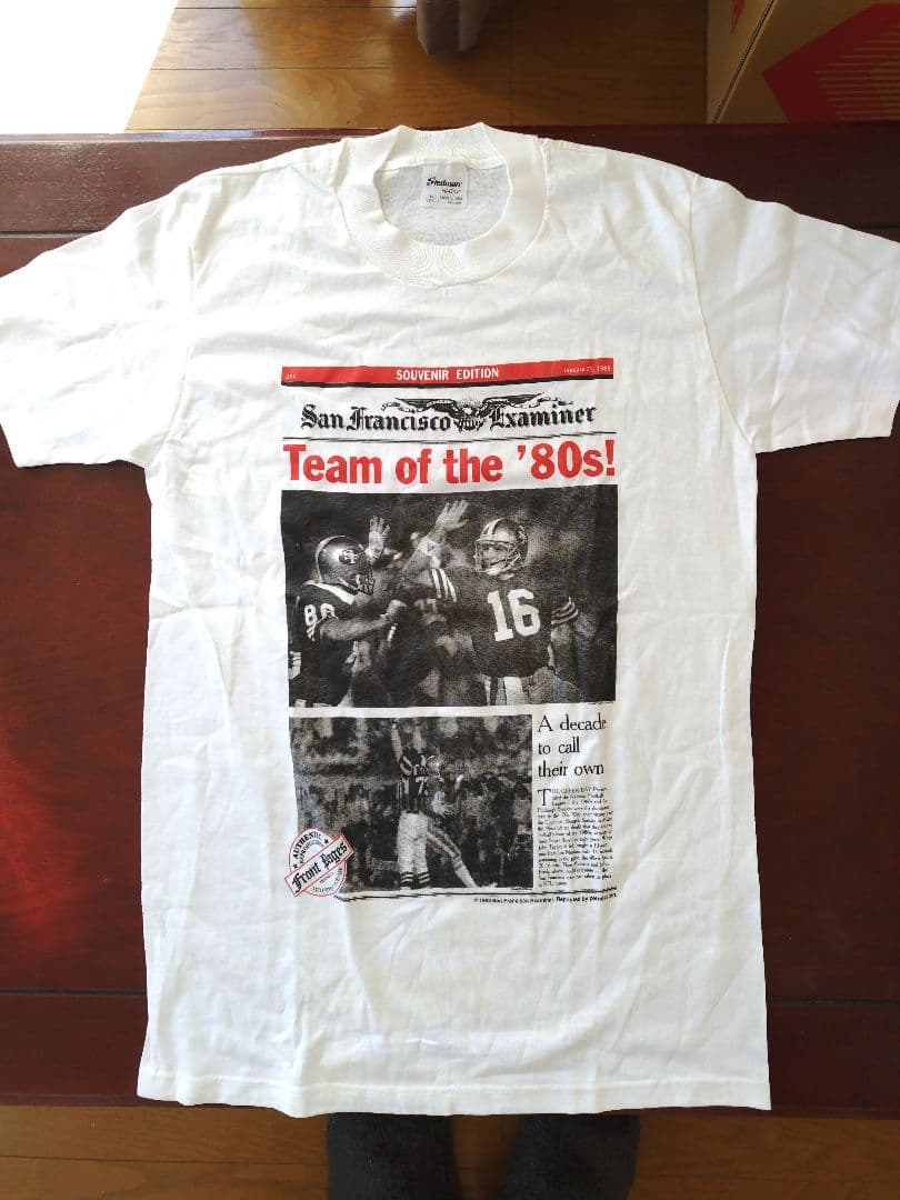 1989年新聞記事デザイン NFL SF 49ers Tシャツ 未使用 Mサイズ