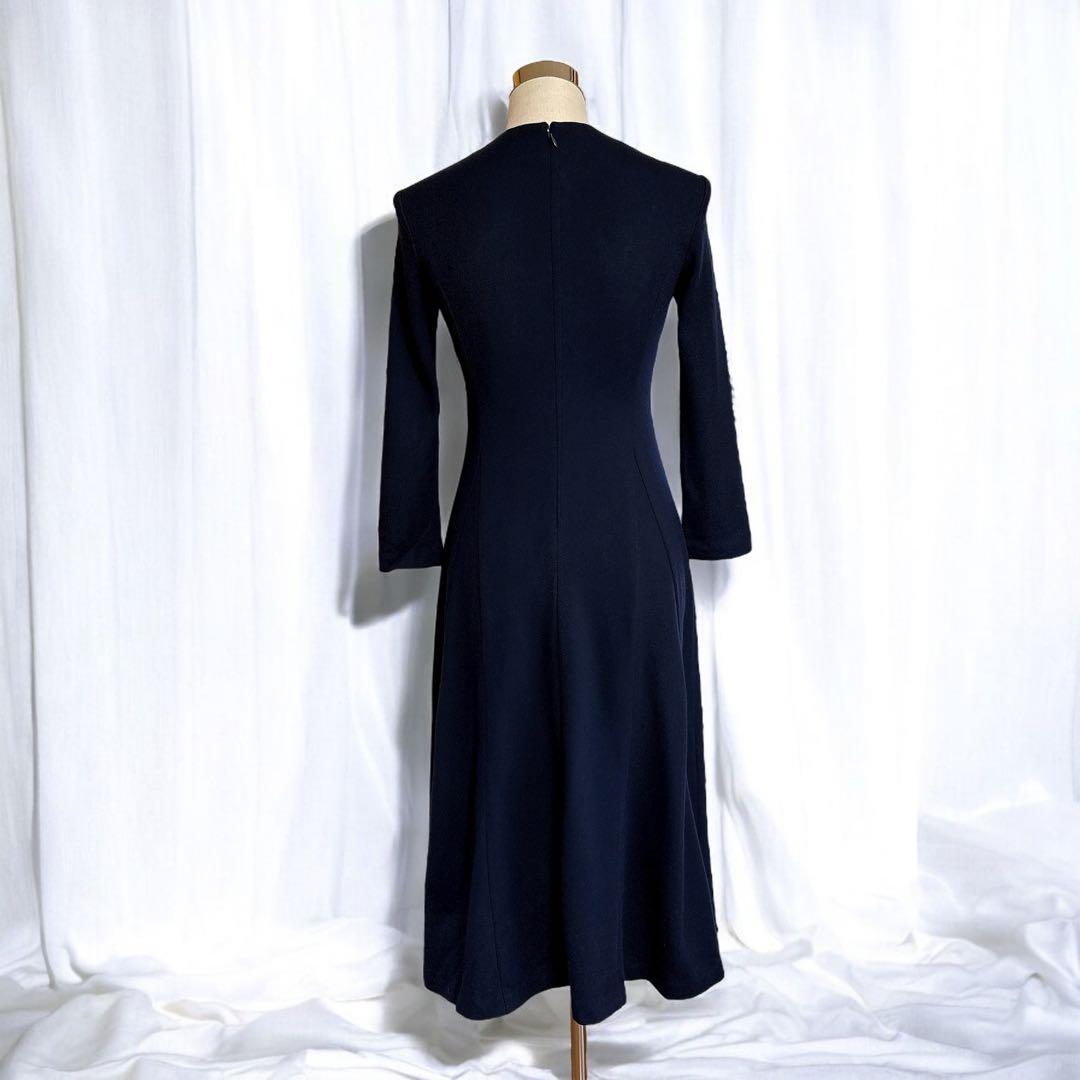 ANAYI アナイ ウール フレア ワンピース ネイビー系 36