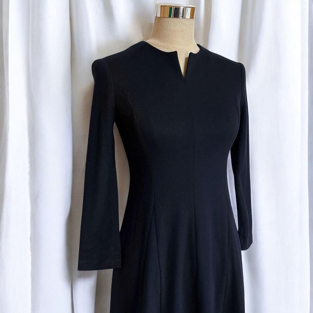 ANAYI アナイ ウール フレア ワンピース ネイビー系 36