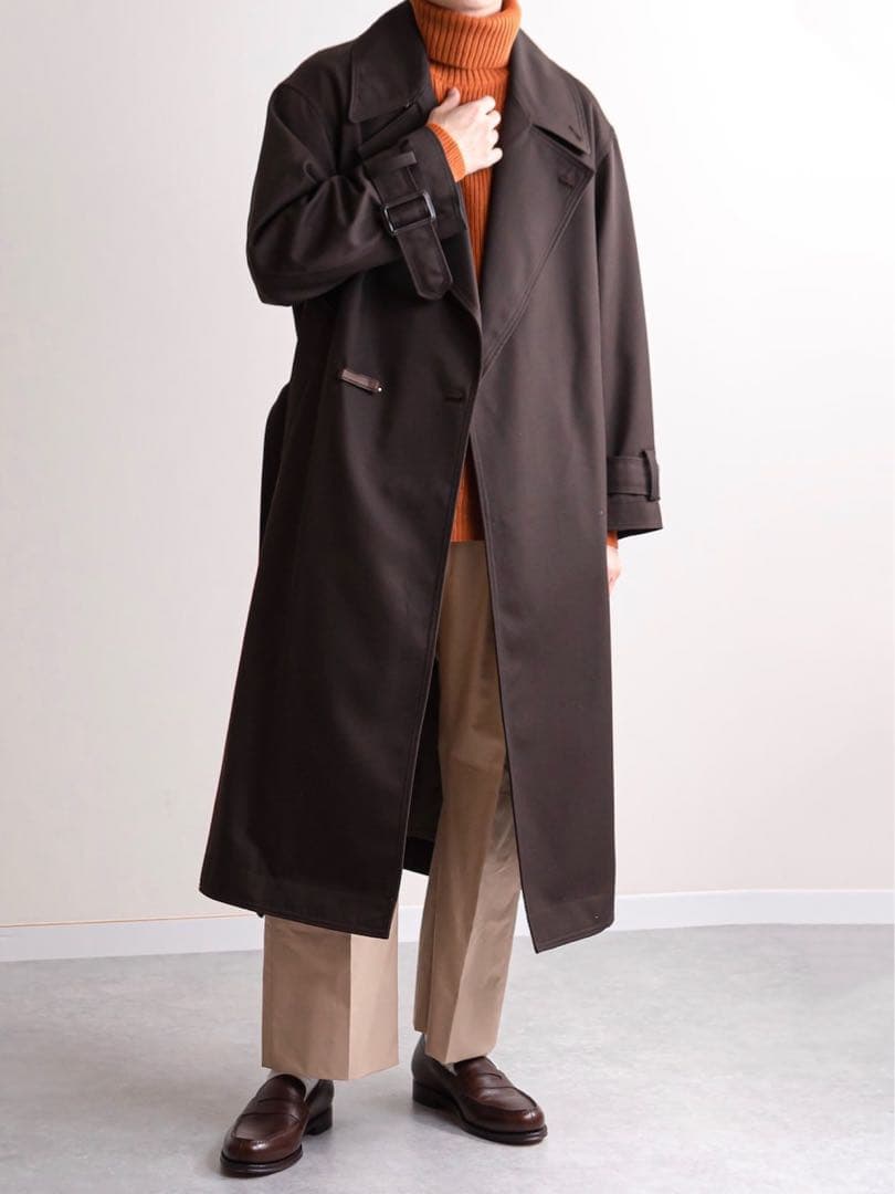 YOKE ヨーク WOOL ウール ブラウン ダブルブレスドオーバーコート