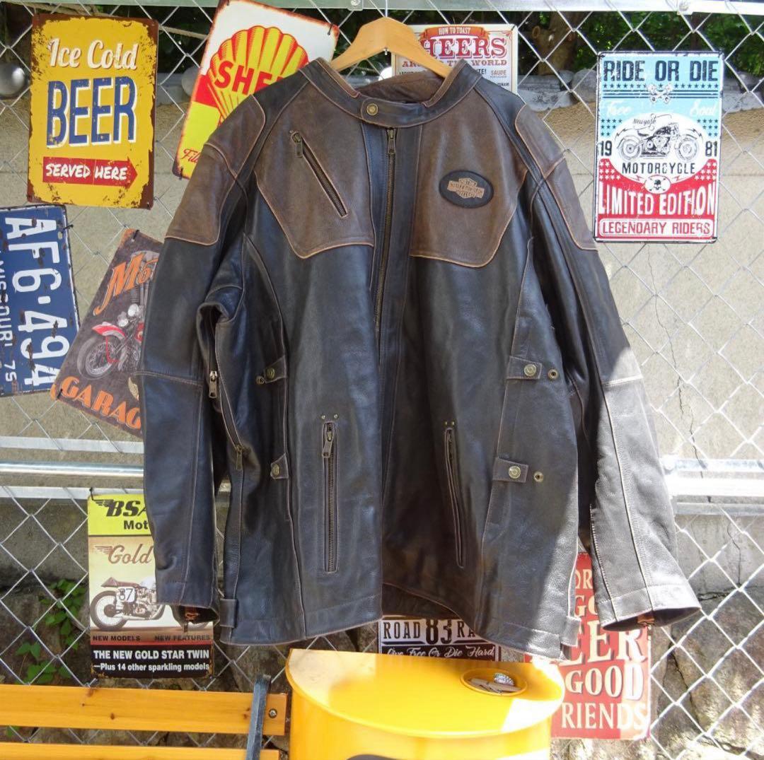 希少サイズ 5XL ハーレーダビットソン レザージャケット ライダース 本革