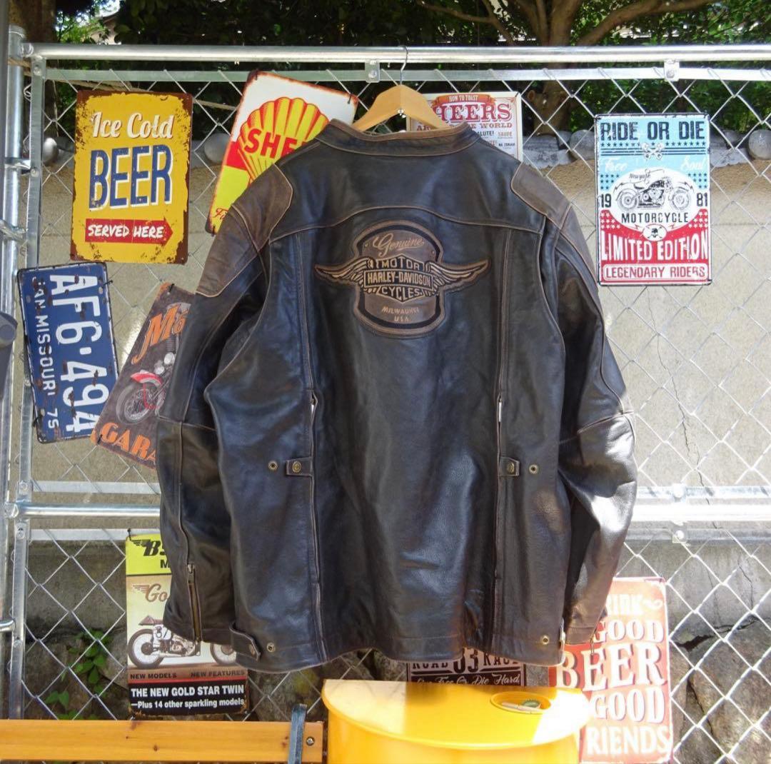 希少サイズ 5XL ハーレーダビットソン レザージャケット ライダース 本革