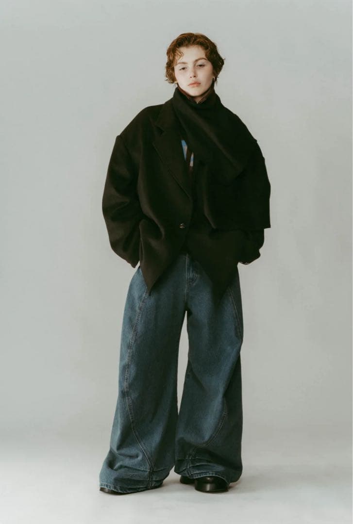 ジャケット・アウター muffler overlay jacket(unisex)/black