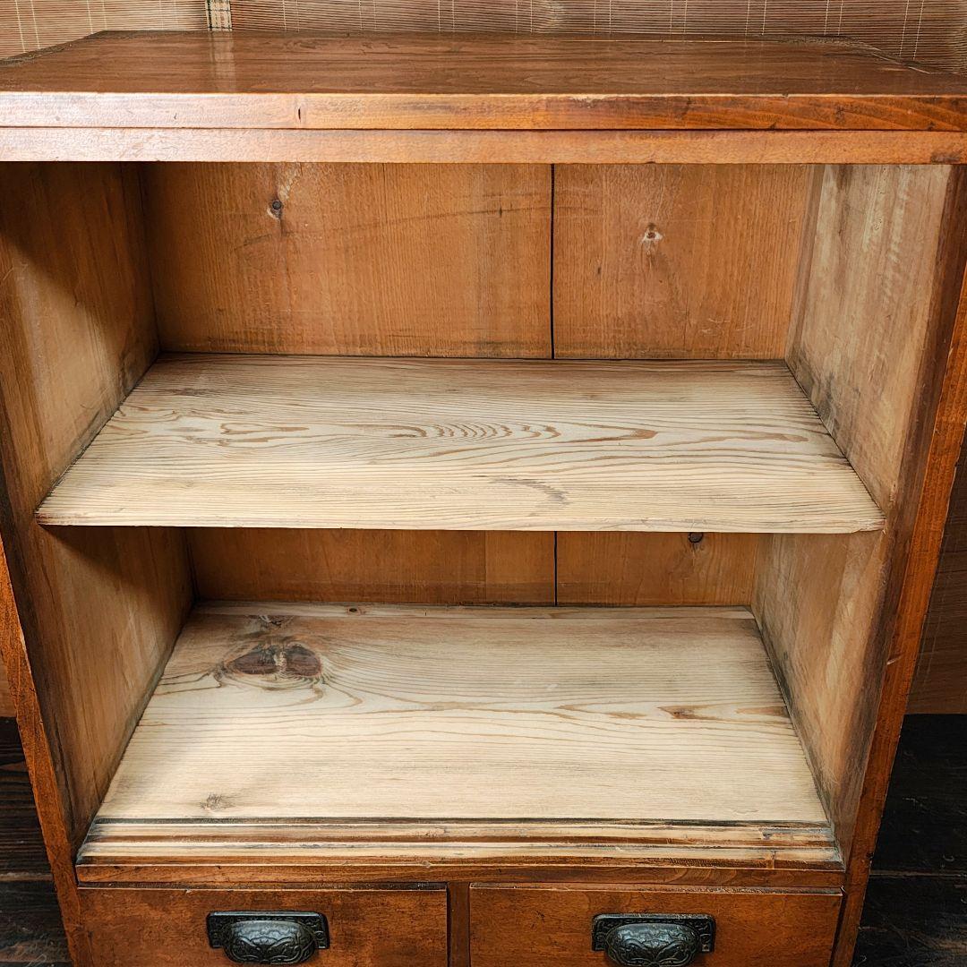 食器棚　ダイヤガラスの棚　昭和レトロ　古家具