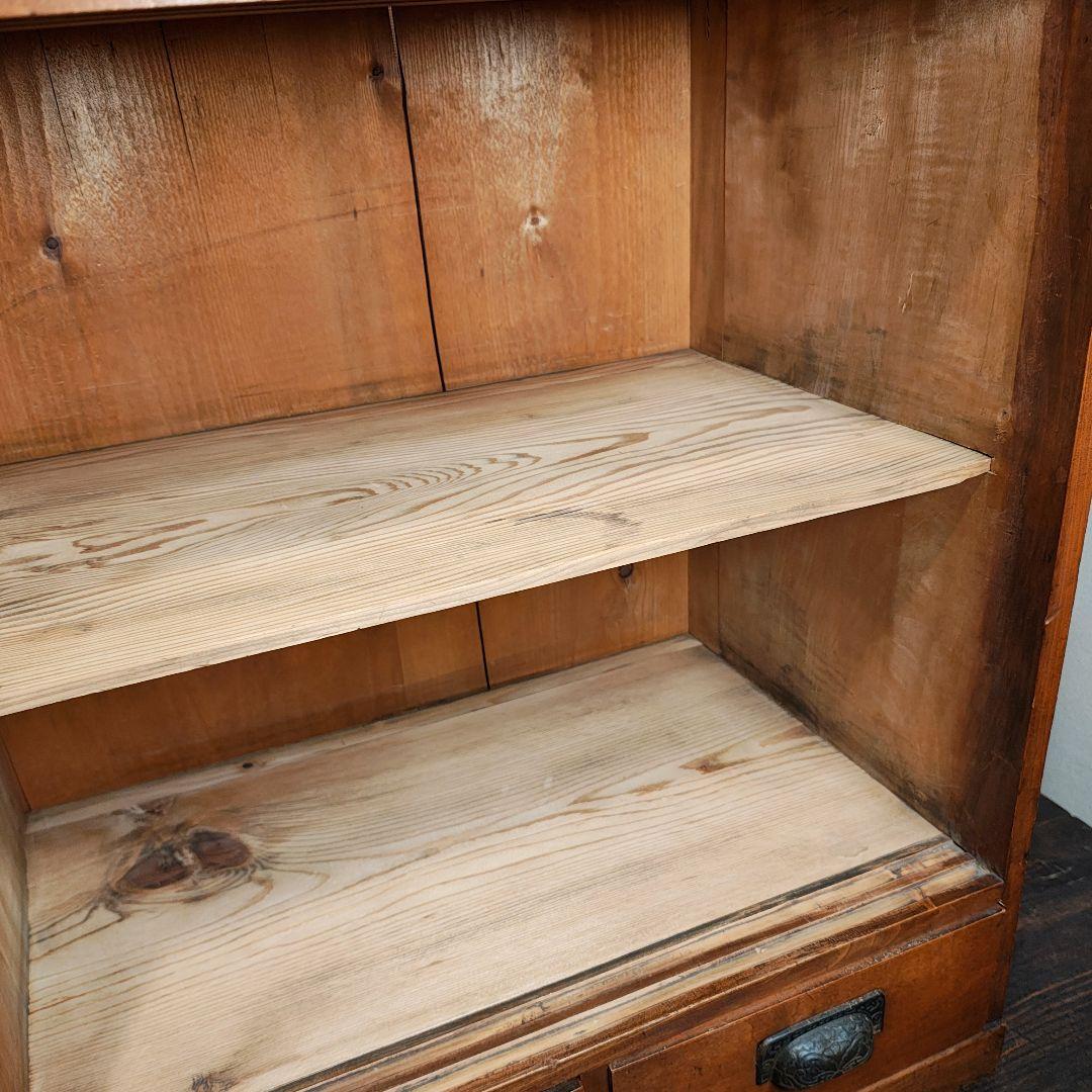 食器棚　ダイヤガラスの棚　昭和レトロ　古家具