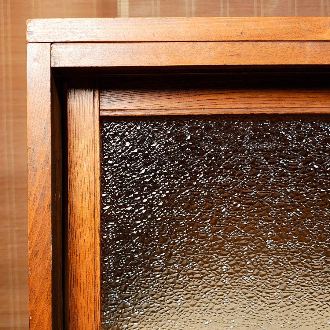 食器棚　ダイヤガラスの棚　昭和レトロ　古家具