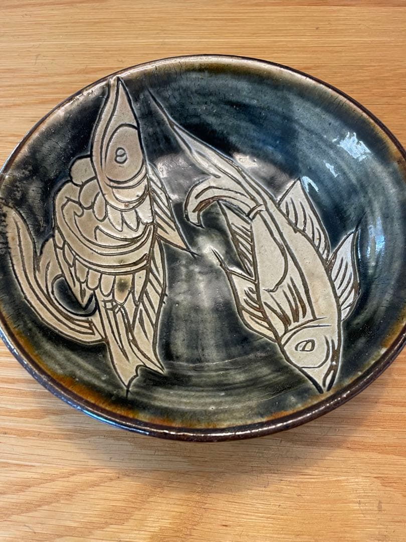 金城次郎 壺屋時代 魚紋皿／直径22cm 民藝