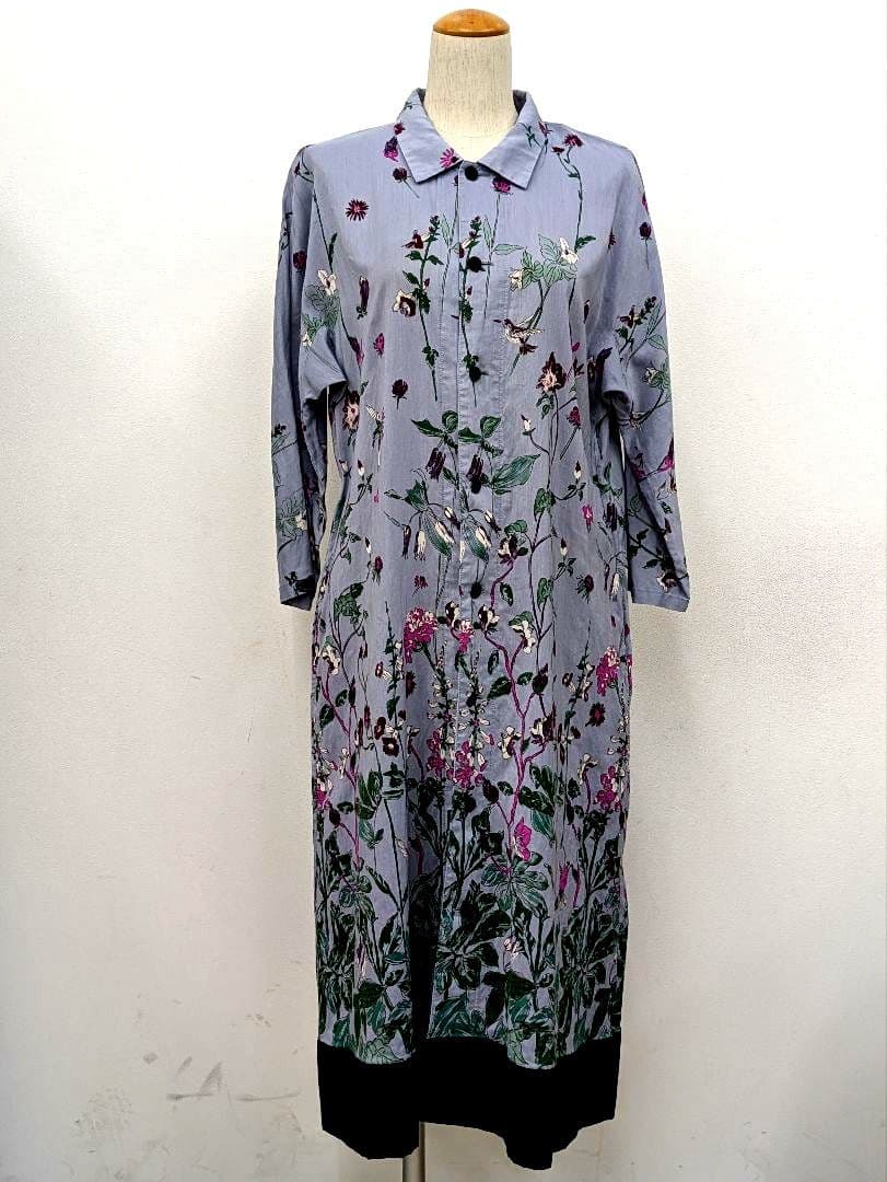 KEI Hayama PLUS アートプリント ロングワンピース 花柄 シルク混