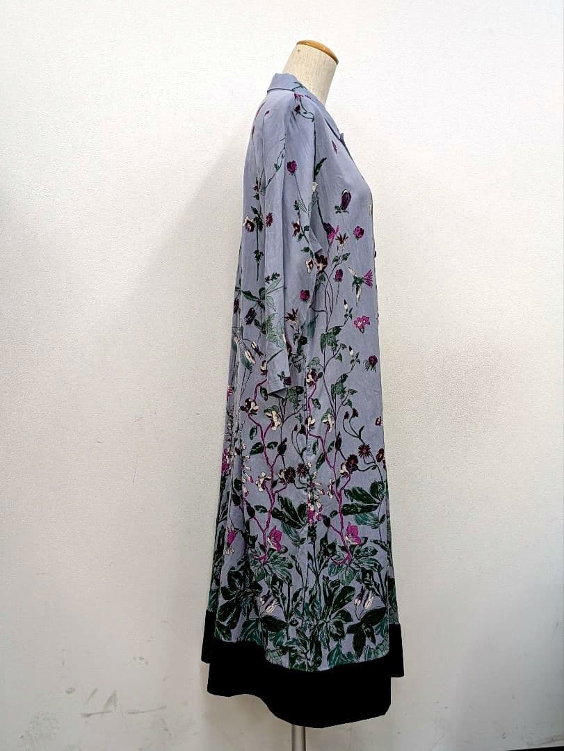 KEI Hayama PLUS アートプリント ロングワンピース 花柄 シルク混