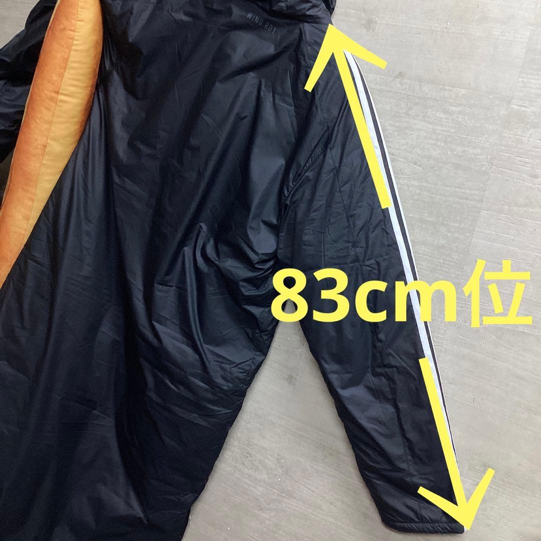 アディダス　ロングベンチコート　メンズ　Mサイズ　フード付き　スリーストライプス