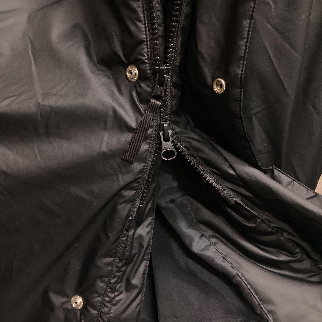 アディダス　ロングベンチコート　メンズ　Mサイズ　フード付き　スリーストライプス