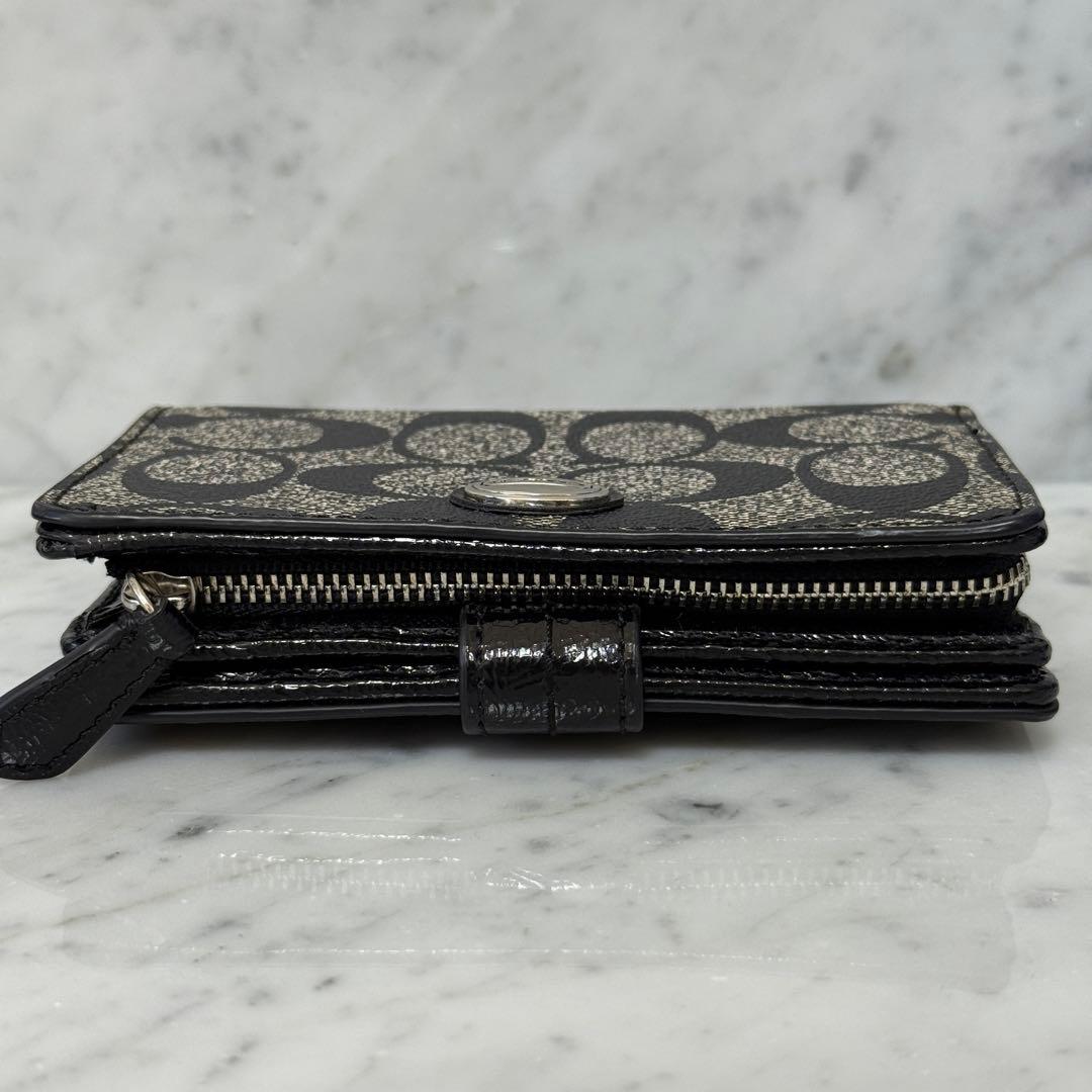 新品 未使用 COACH コーチ 二つ折り財布 ブラック 黒 本革 レザー