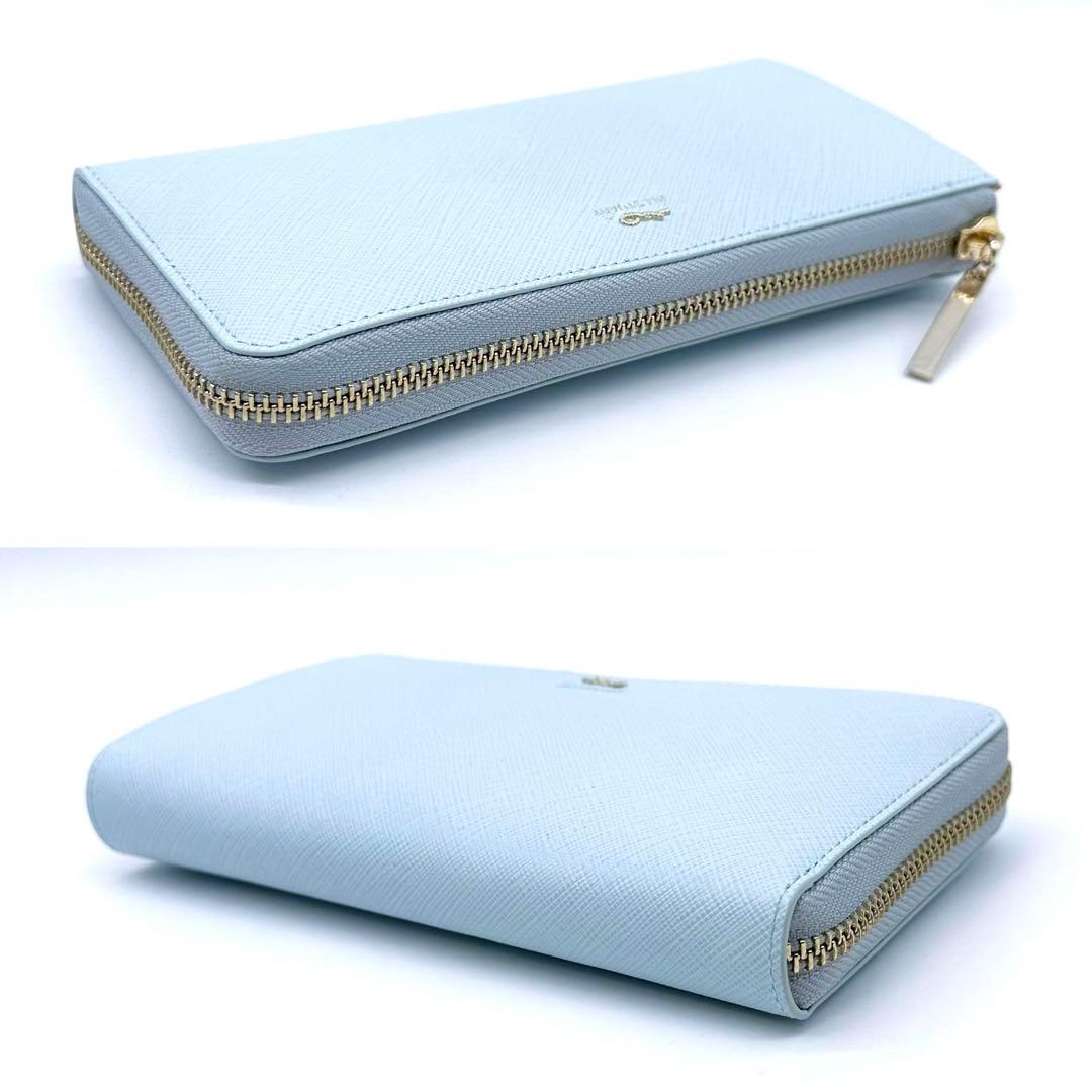 未使用✨ジルスチュアート グローリア 長財布 L字ZIP レザー アイスブルー