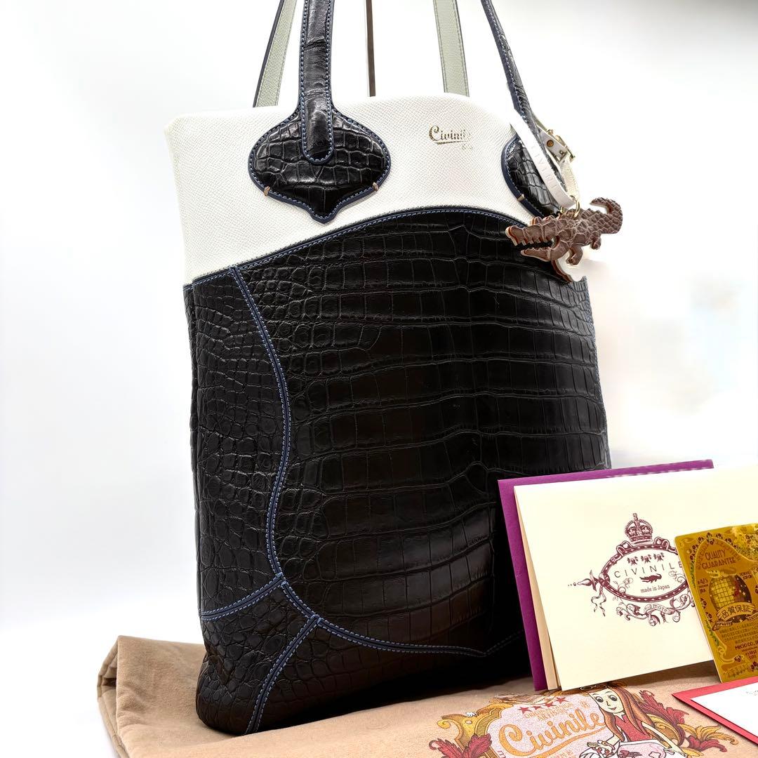 CIVINILE チビナイル トートバッグ 本クロコダイル ジータ チャーム付き
