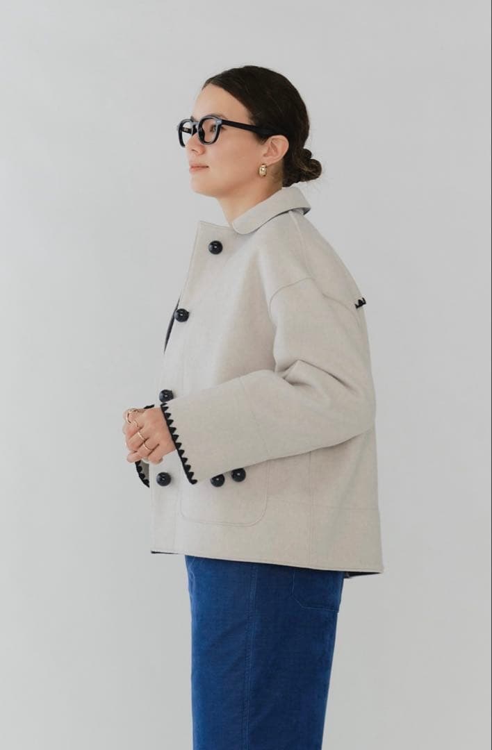 新品未使用タグ付き　yori ハマグリウールショートコート　グレー