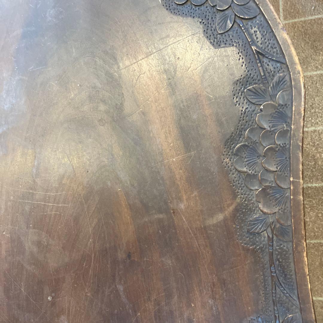 難あり　値下げしました　伝統工芸 軽井沢彫り 桜 彫刻 時代 座卓