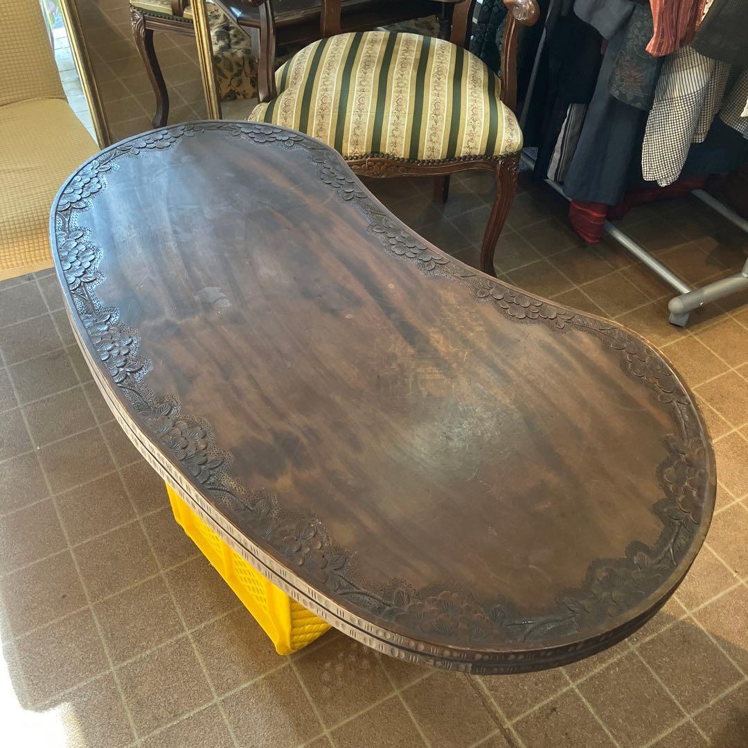 難あり　値下げしました　伝統工芸 軽井沢彫り 桜 彫刻 時代 座卓