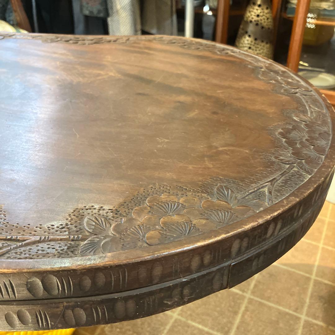 難あり　値下げしました　伝統工芸 軽井沢彫り 桜 彫刻 時代 座卓