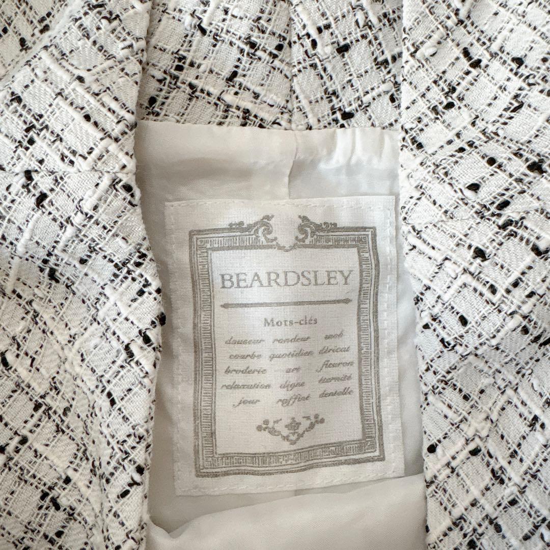 BEARDSLEY ビアズリー ツイードフレアワンピース 白 サイズS