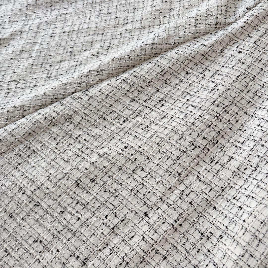 BEARDSLEY ビアズリー ツイードフレアワンピース 白 サイズS