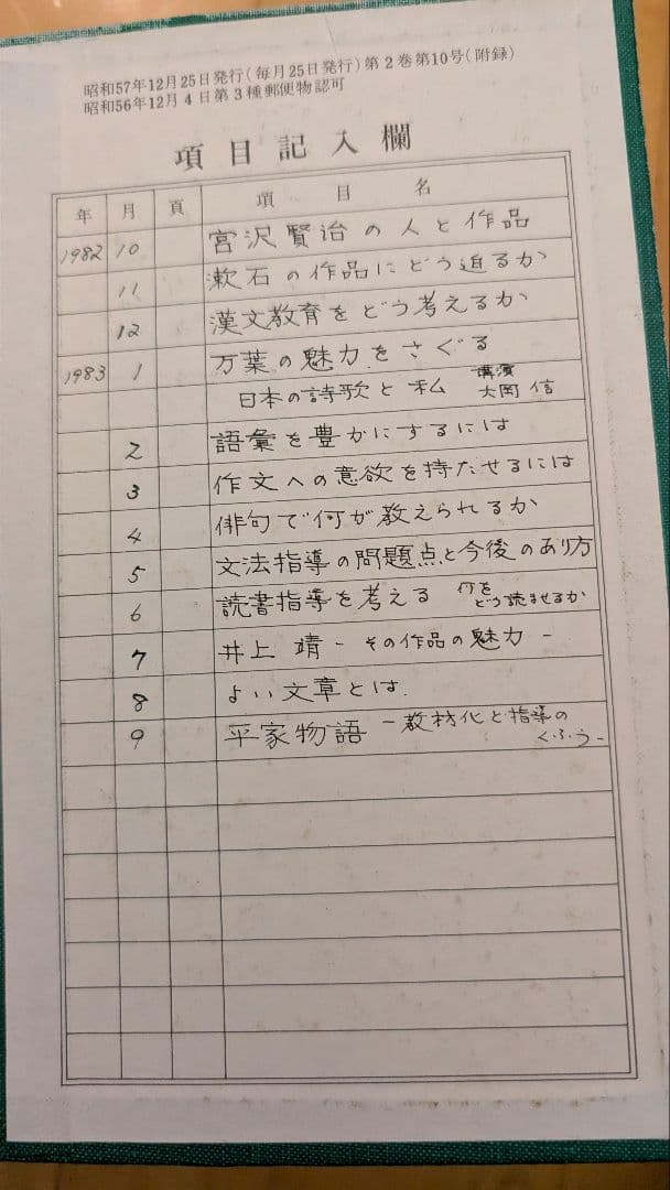 月刊国語教育 1982年10-1983年9月号