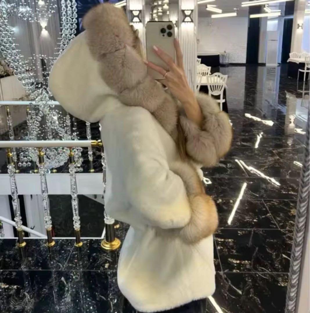 新品 L毛皮 ガウン ファーコート ジャケット アウター白fashionnova