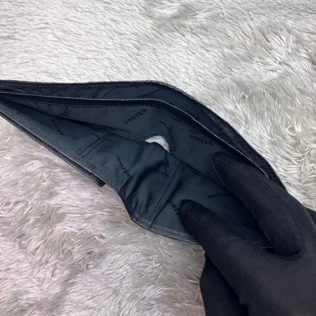 美品✨Porter カレント 二つ折り財布 フラップ ロゴプレート