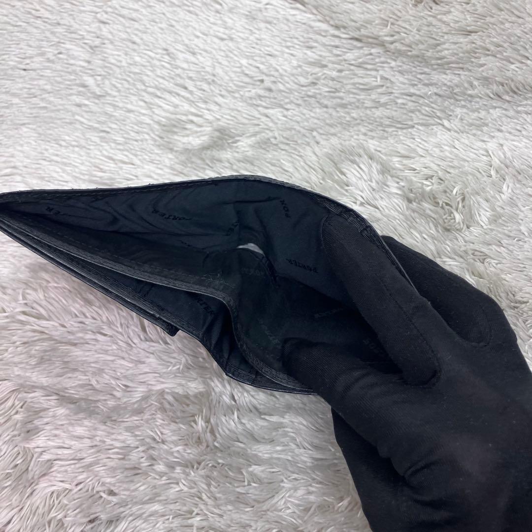 美品✨Porter カレント 二つ折り財布 フラップ ロゴプレート