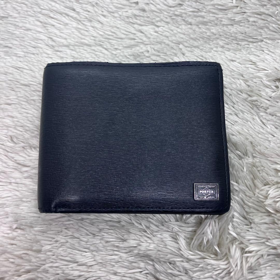 美品✨Porter カレント 二つ折り財布 フラップ ロゴプレート