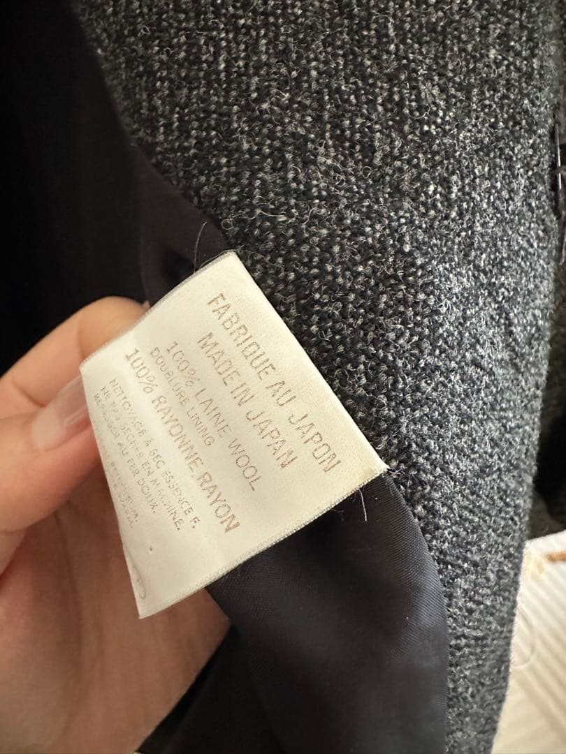 Y's ワイズ ヨウジヤマモト ウールロングコート 丸襟 グレー