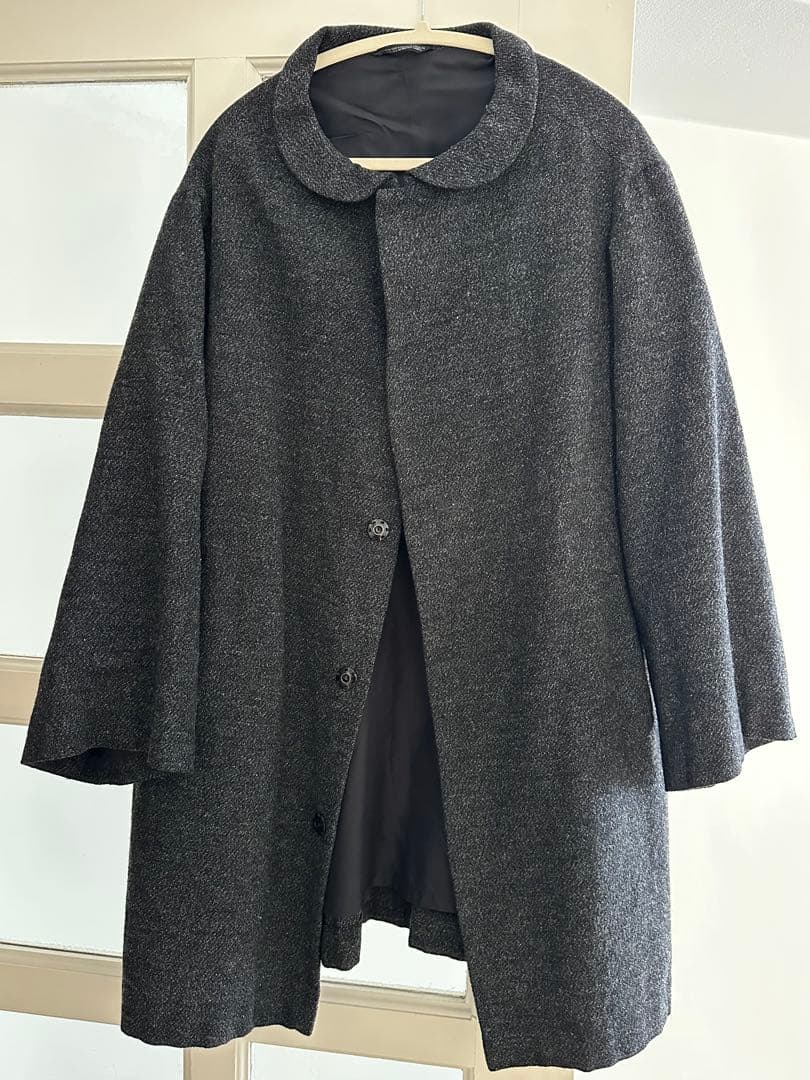 Y's ワイズ ヨウジヤマモト ウールロングコート 丸襟 グレー