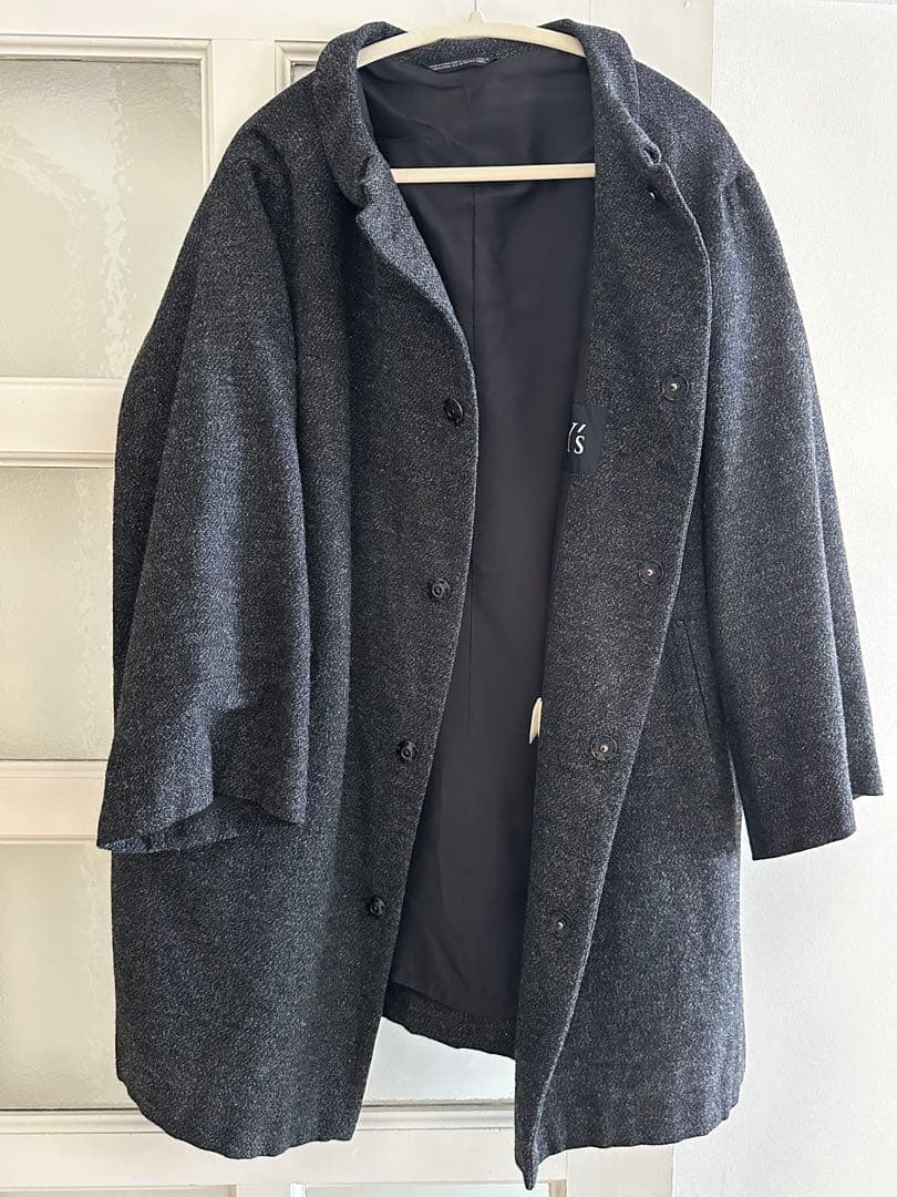 Y's ワイズ ヨウジヤマモト ウールロングコート 丸襟 グレー