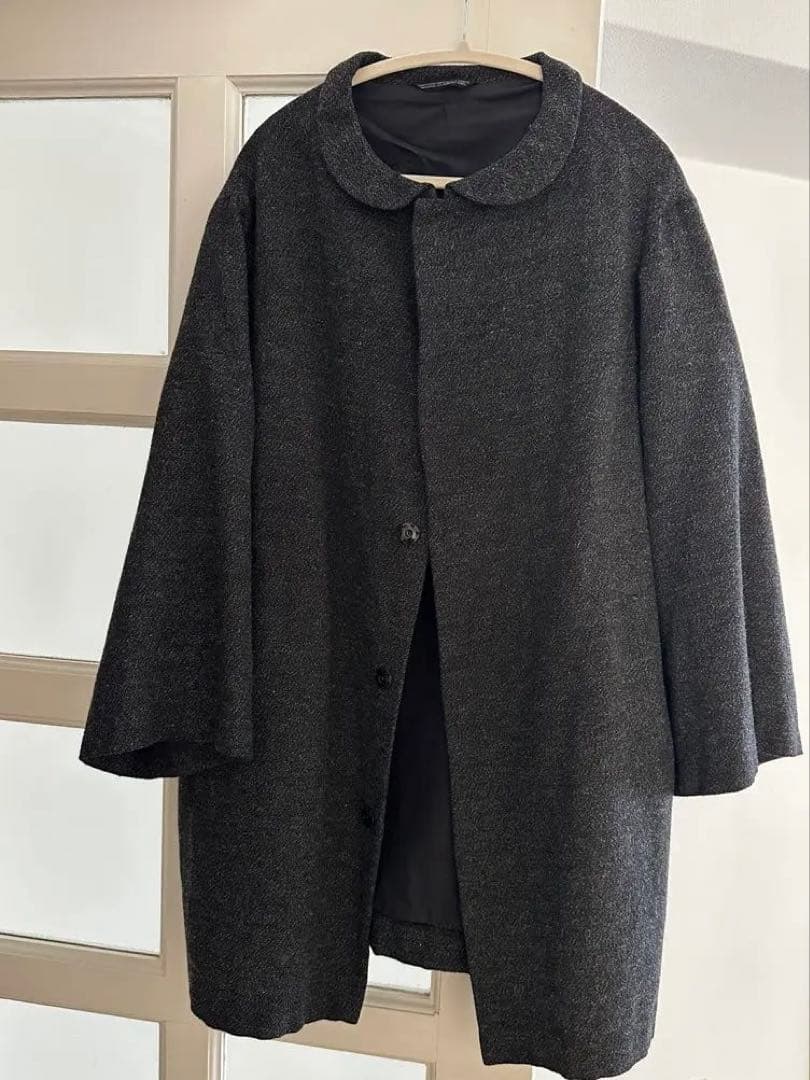 Y's ワイズ ヨウジヤマモト ウールロングコート 丸襟 グレー