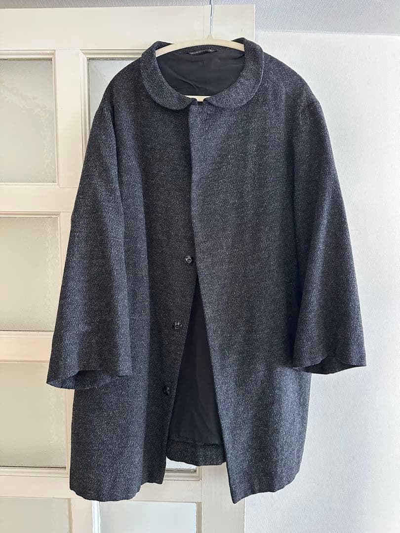 Y's ワイズ ヨウジヤマモト ウールロングコート 丸襟 グレー