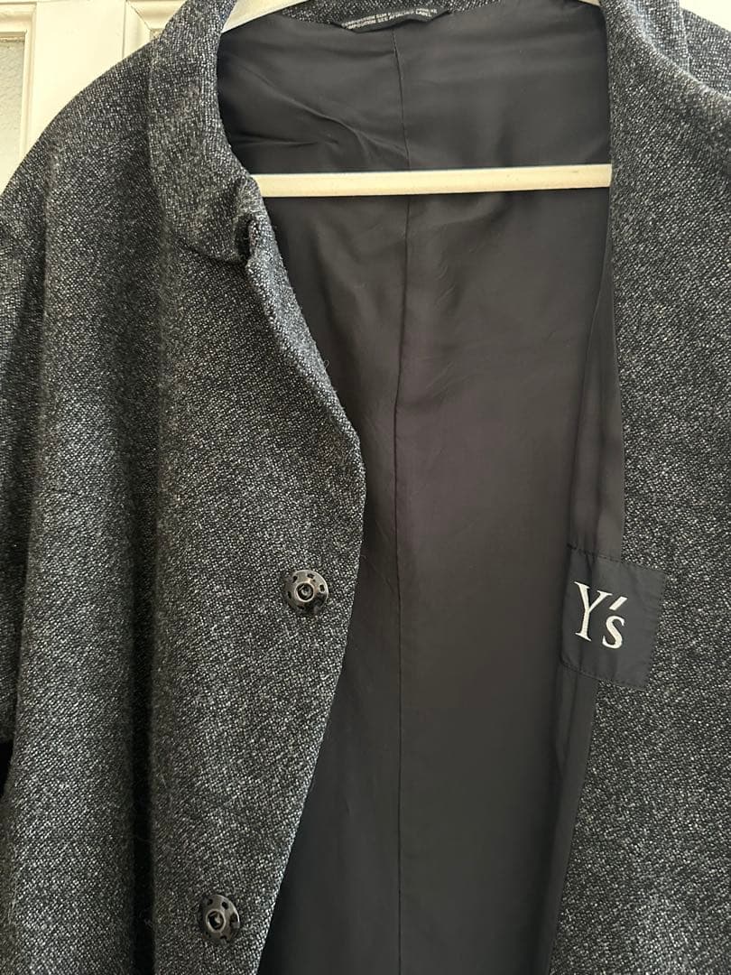 Y's ワイズ ヨウジヤマモト ウールロングコート 丸襟 グレー
