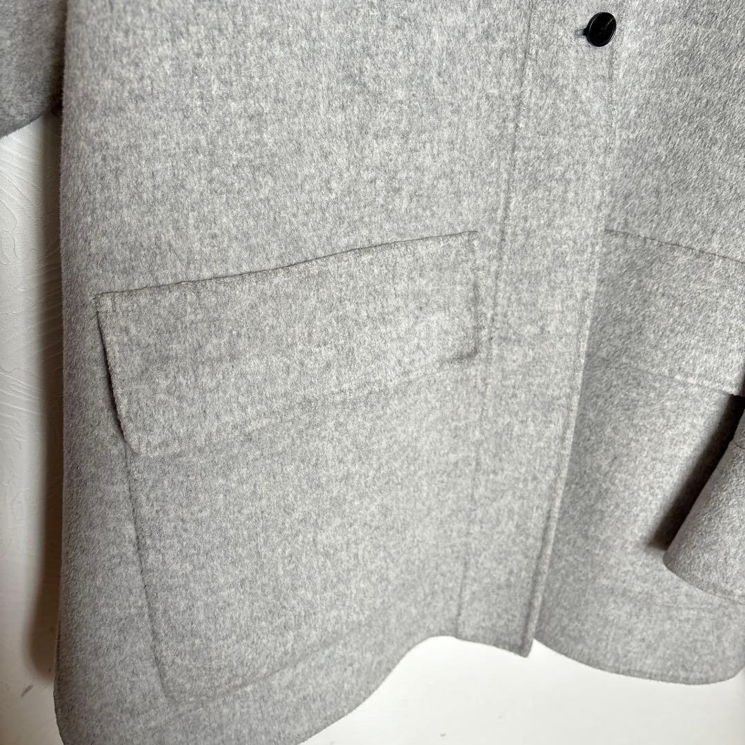 アダムエロペ　ウールリバーショートコート　グレー