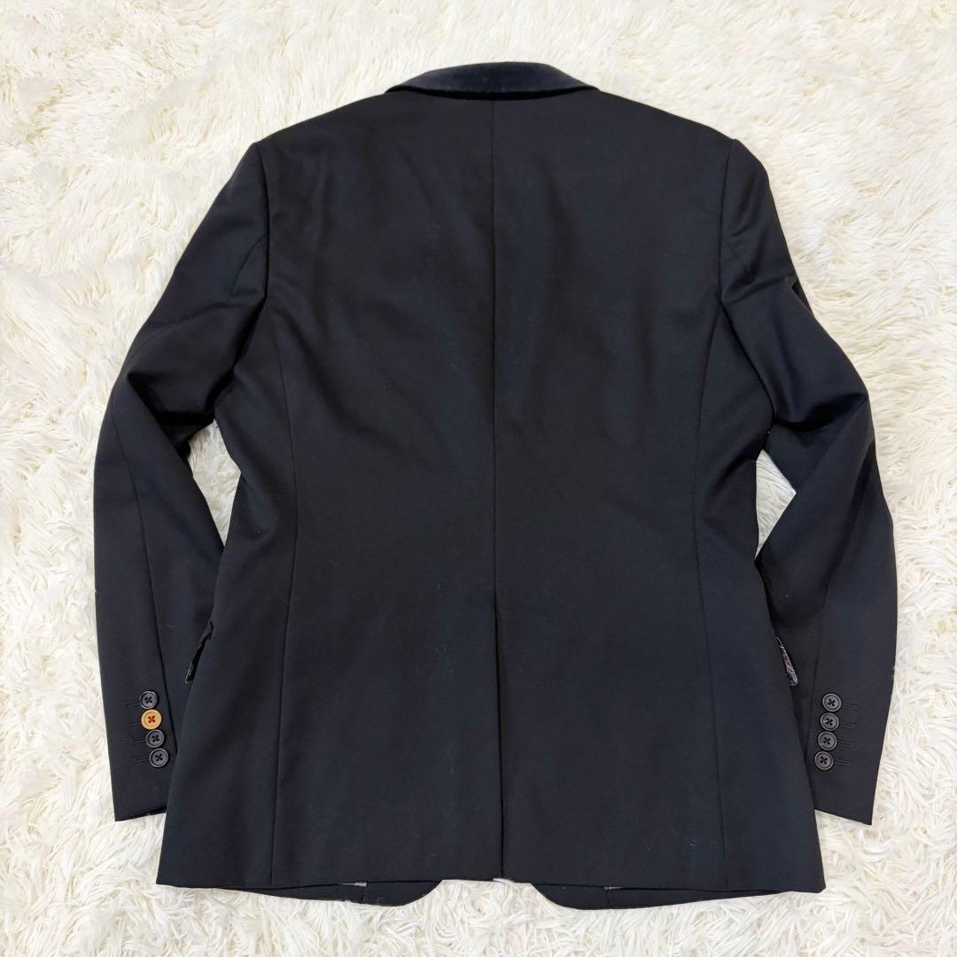 【極美品】PSポールスミス ペイズリー裏地 ベロア襟テーラードジャケット 黒 M