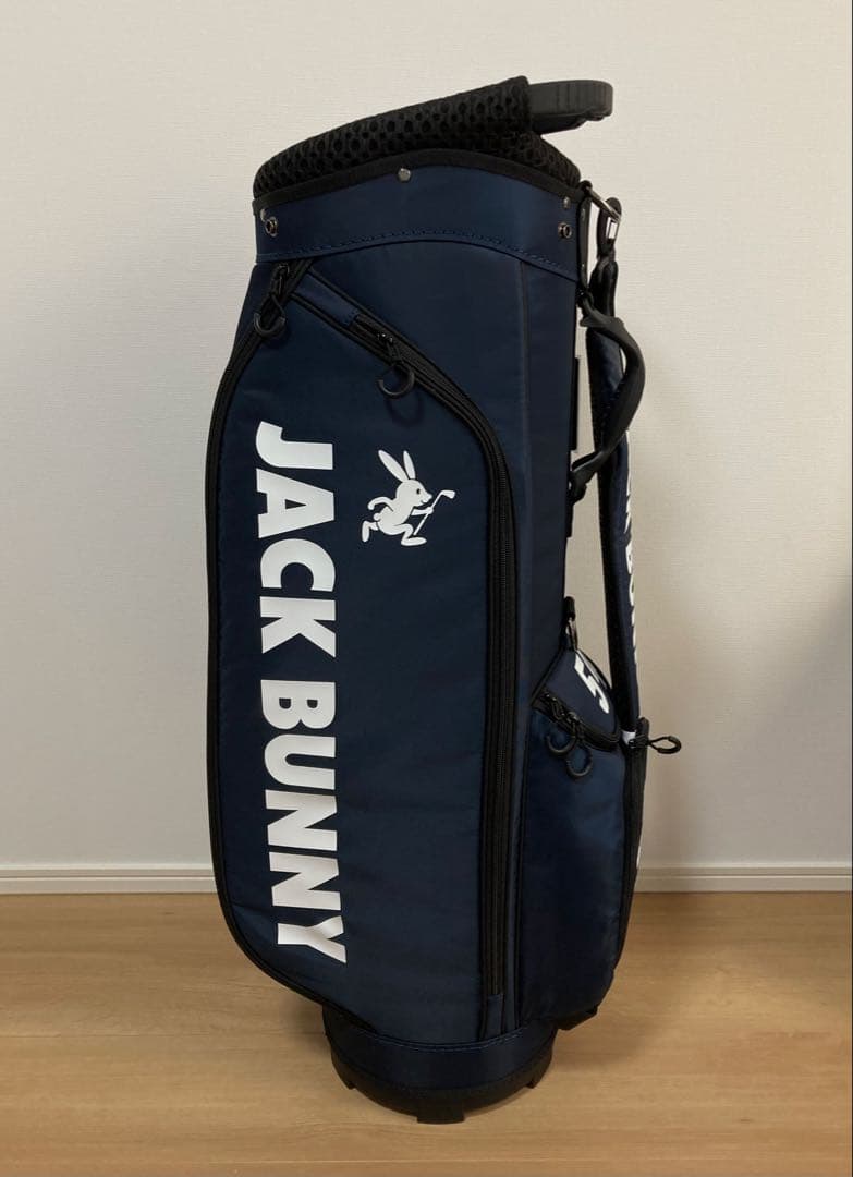 新品 パーリーゲイツ ジャックバニー 定番キャディバッグ 自立型 46インチ 紺