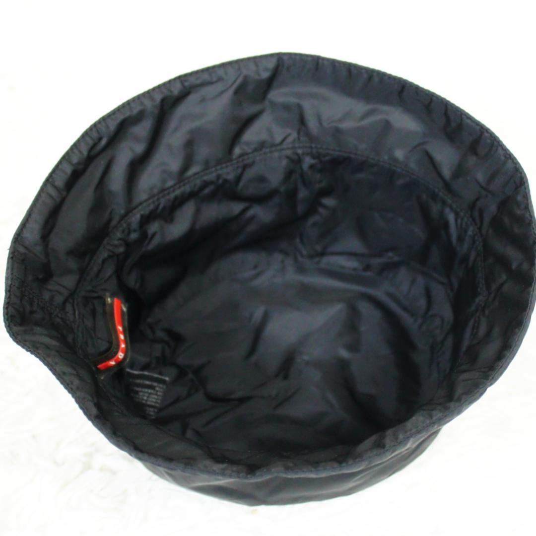 美品 プラダ スポーツ バケットハット 帽子 ナイロン ブラック PRADA