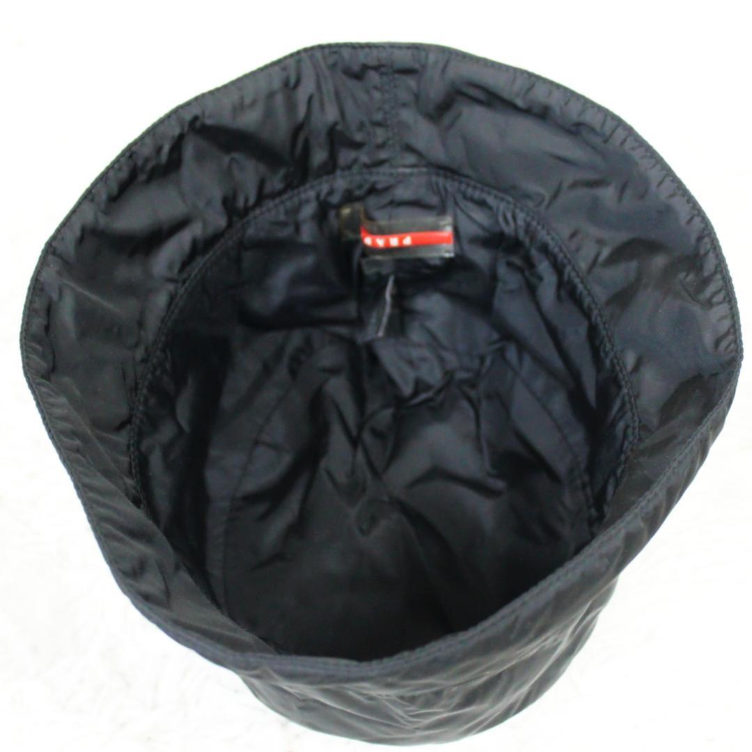 美品 プラダ スポーツ バケットハット 帽子 ナイロン ブラック PRADA