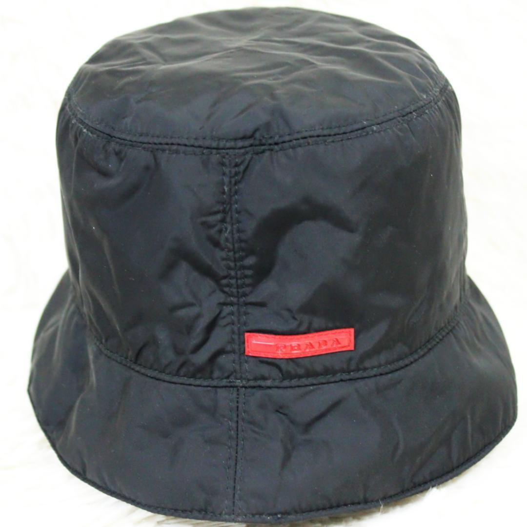 美品 プラダ スポーツ バケットハット 帽子 ナイロン ブラック PRADA