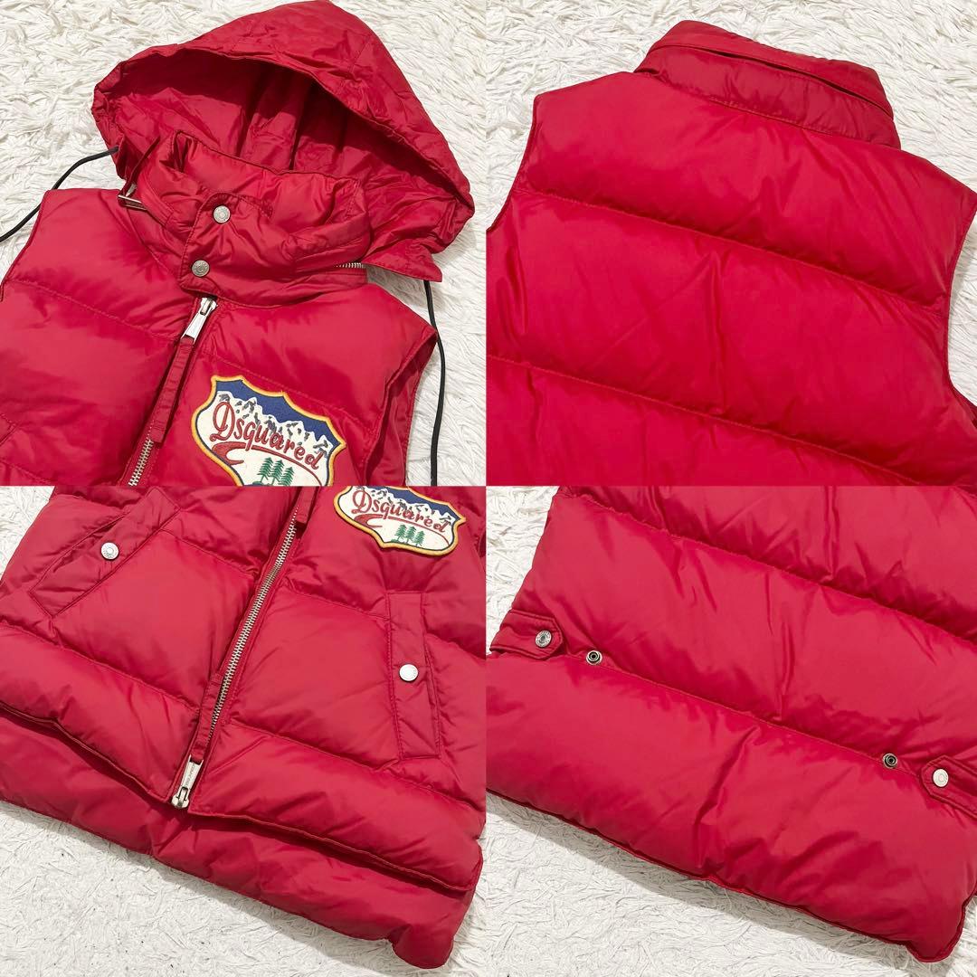 希少✨ディースクエアード　ダウンベスト　ジャケット　ワッペン　2way 赤　40