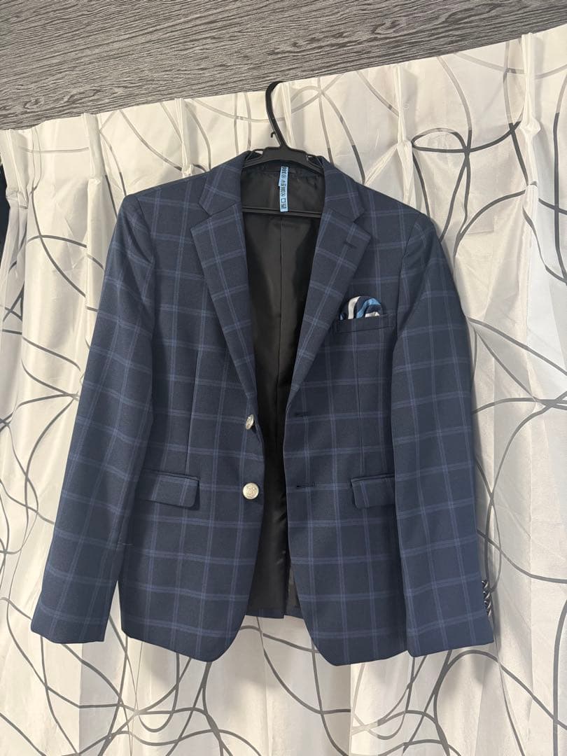 160サイズ ネイビー チェック柄スーツ WF wander factory