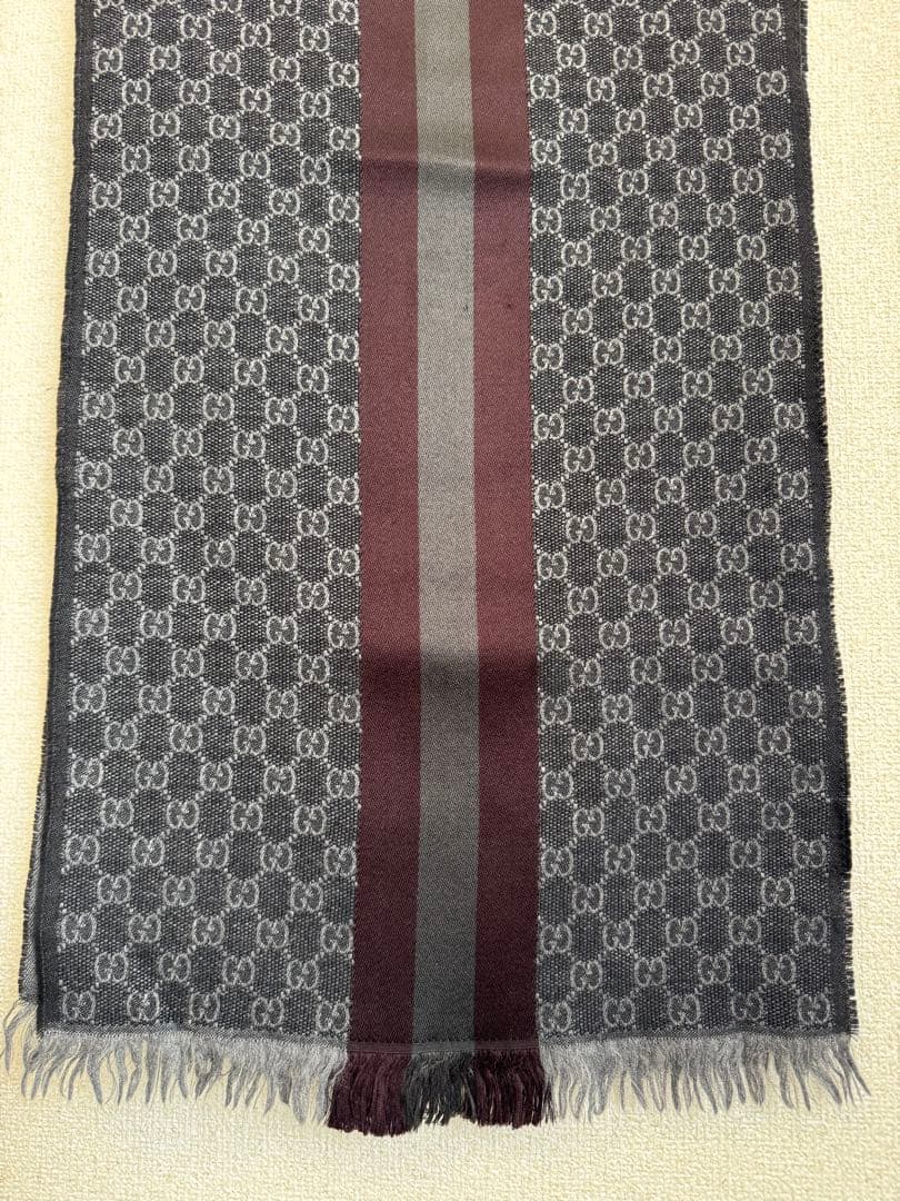 GUCCI グッチ ストール GG柄 ウール シルク イタリア製 正規品