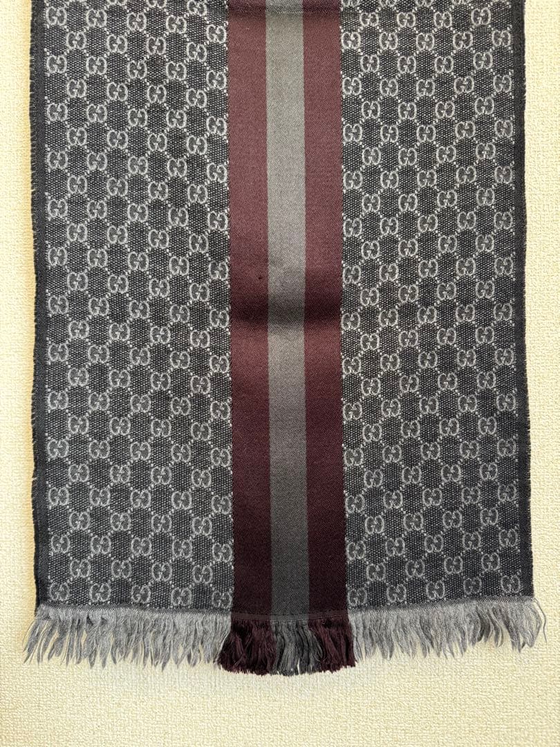 GUCCI グッチ ストール GG柄 ウール シルク イタリア製 正規品