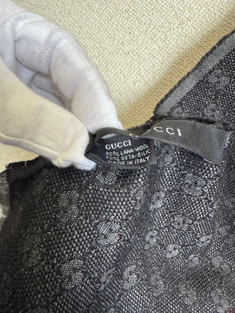 GUCCI グッチ ストール GG柄 ウール シルク イタリア製 正規品