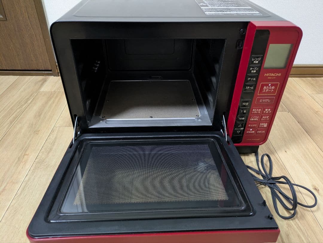 2021年製　HITACHI 赤色 オーブンレンジ トレイ付き