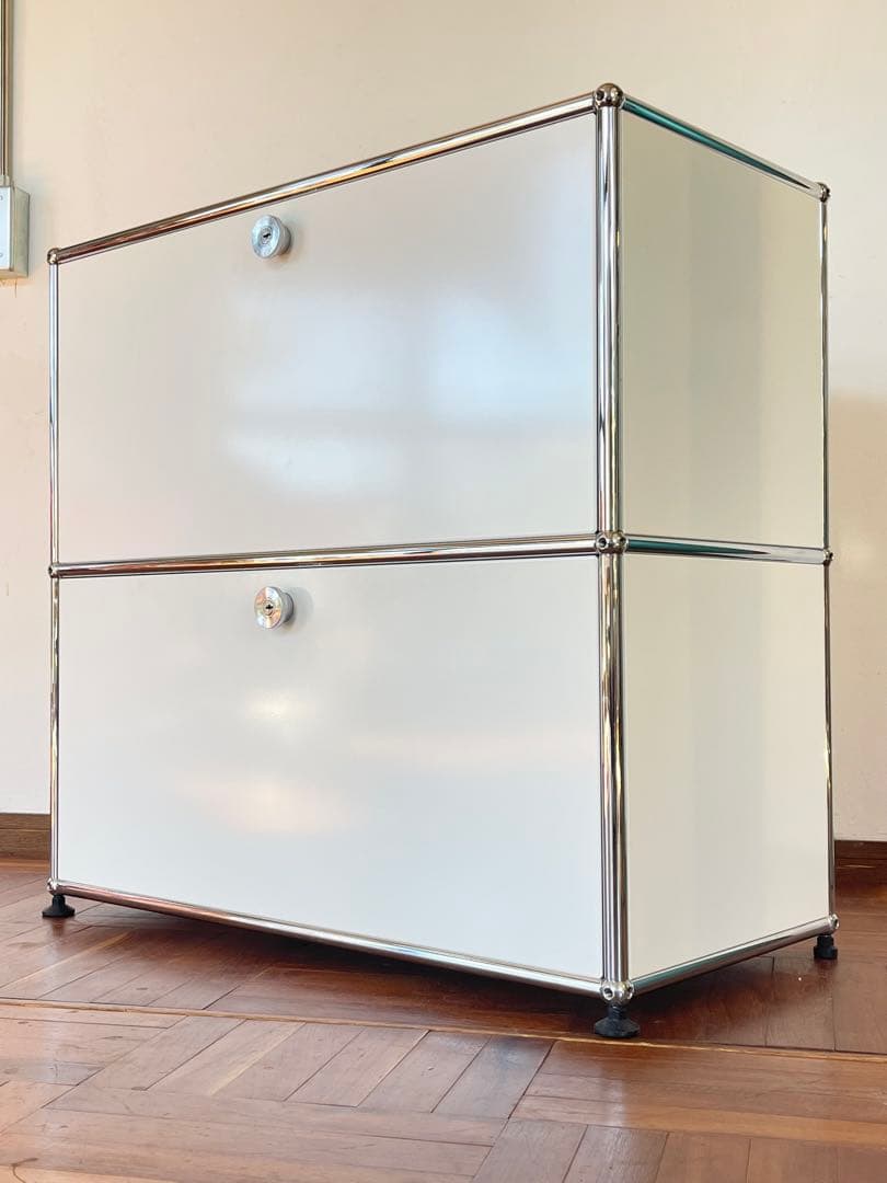 USM ハラー 1列 2段 ドロップダウン キャビネット ピュアホワイト