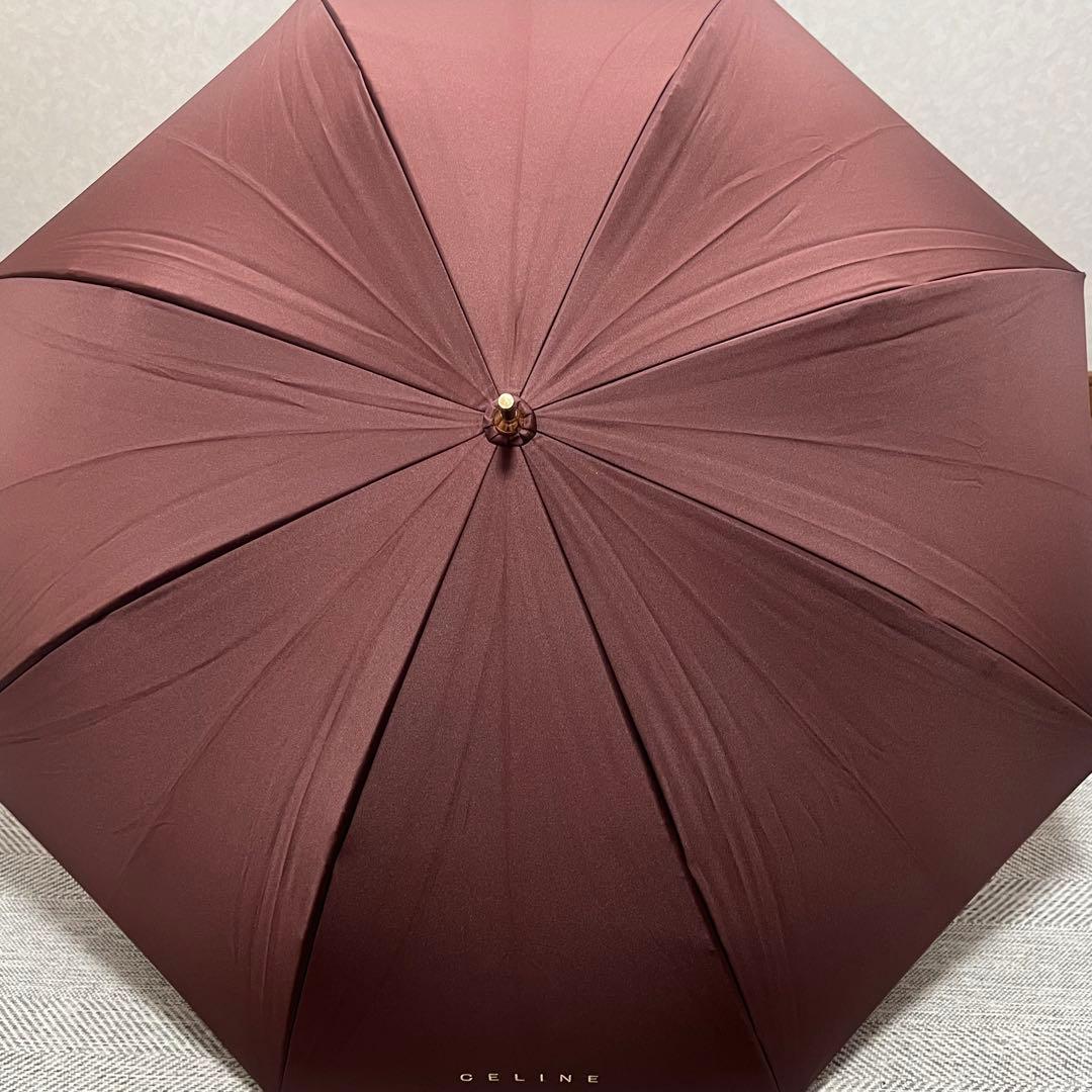 美品　CELINE セリーヌ　文字ロゴ　晴雨兼用傘　チョコレートカラー　マカダム
