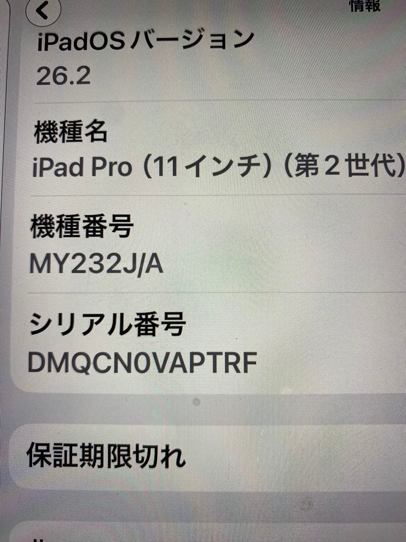 iPad Pro11インチ第二世代 WI-FIモデル